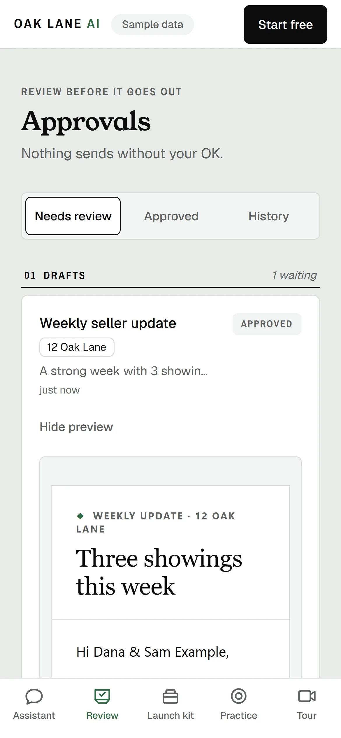 The seller update marked Approved in Review